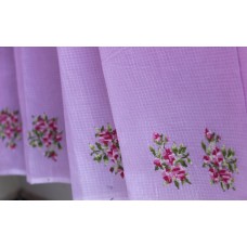 Pink Cross stitch on a Lavender Kota Check Saree